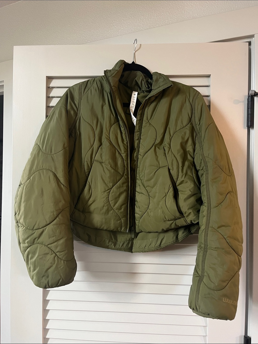 lululemon athletica Olive Green Quilted Cropped Puffer Jacket